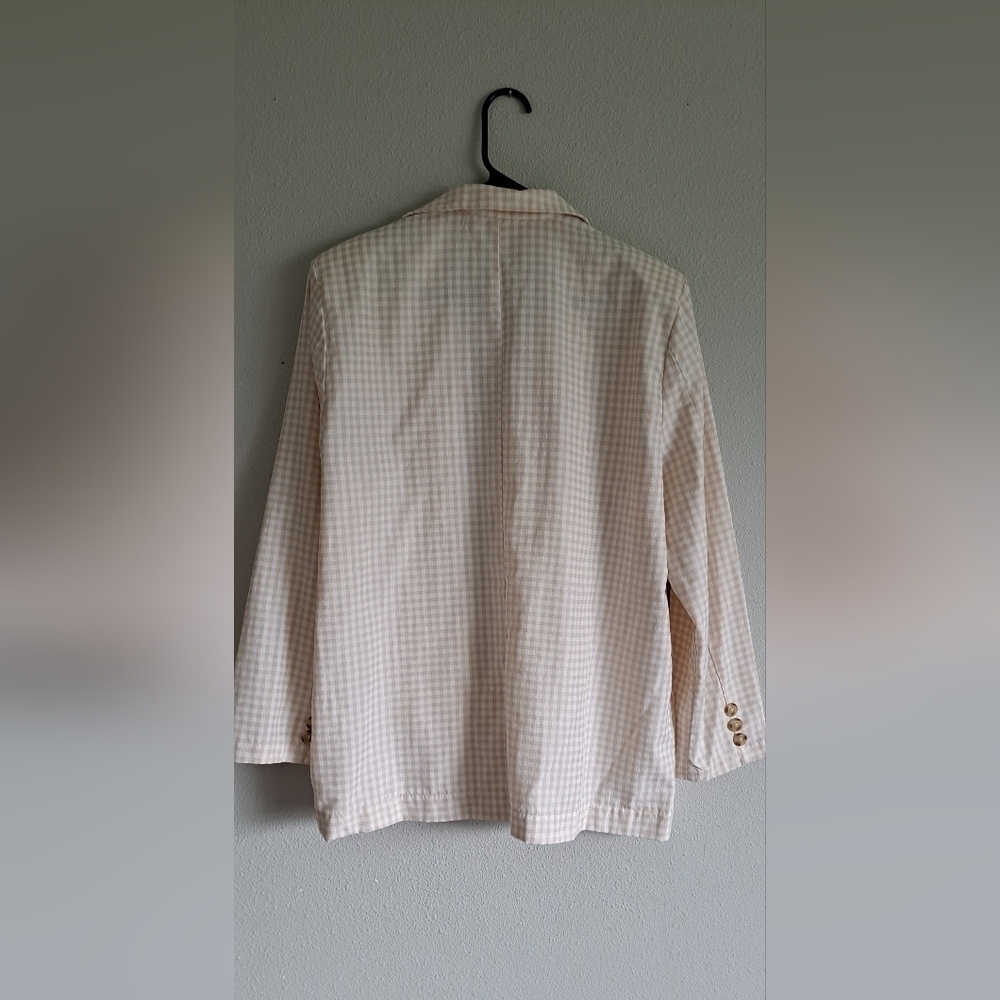 Cyrus Women's Taupe 2 Button Front Closure Gingham Blazer Size xl - Picture 6 of 6